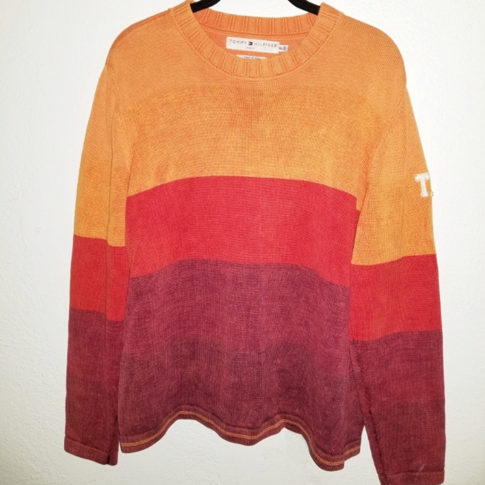 Tommy Hilfiger Distressed Color Block Sweater - image 1